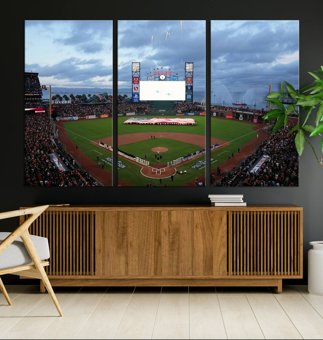 Oracle Park San Francisco Giants Wall Art | Oracle Park Stadium Canvas Print| Large Framed Baseball Wall Decor