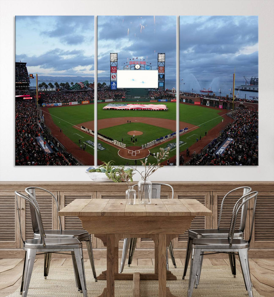 Oracle Park San Francisco Giants Wall Art | Oracle Park Stadium Canvas Print| Large Framed Baseball Wall Decor