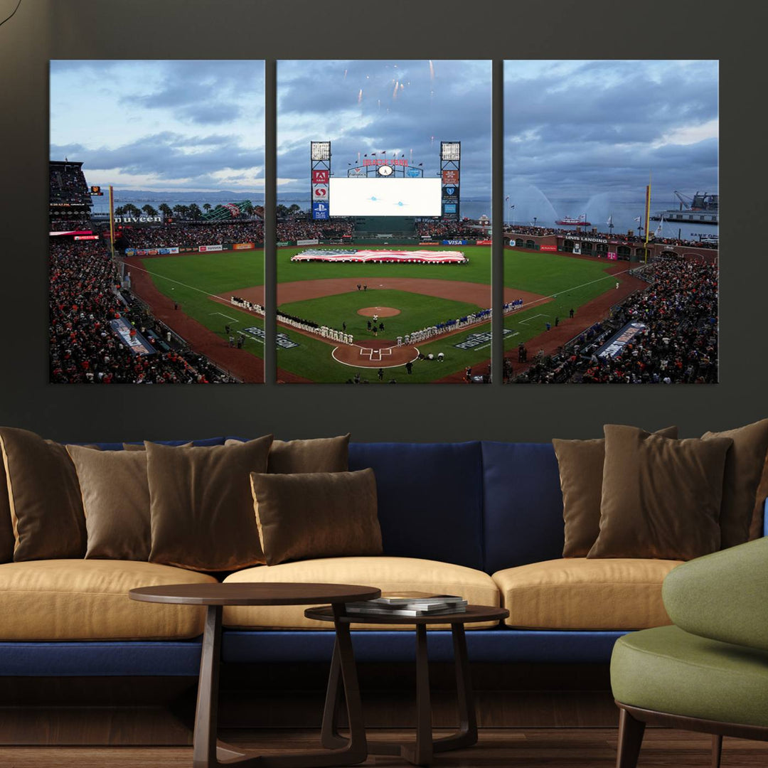 Oracle Park San Francisco Giants Wall Art | Oracle Park Stadium Canvas Print| Large Framed Baseball Wall Decor