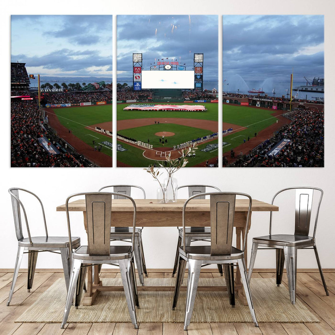 44631-MGV-CV-36X24-Oracle Park San Francisco Giants Wall Art | Oracle Park Stadium Canvas Print| Large Framed Baseball Wall Decor
