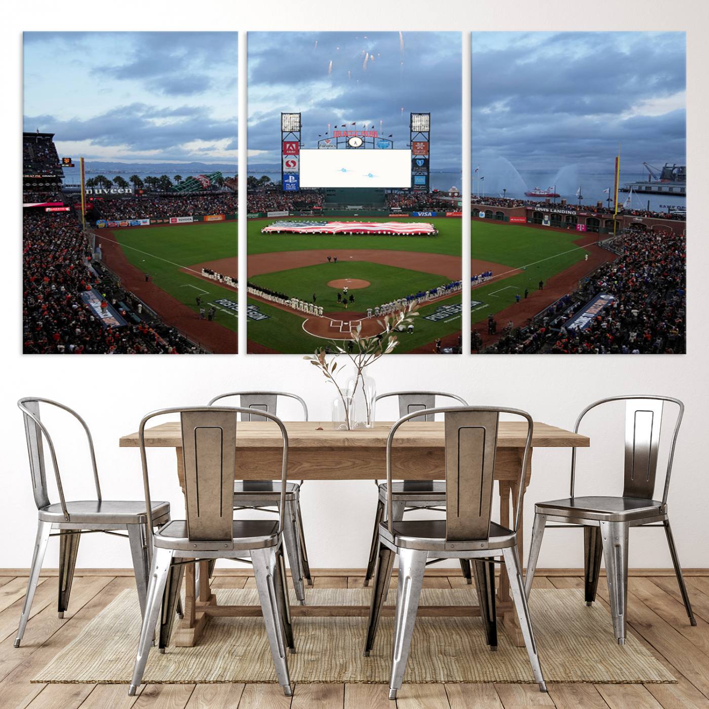 44631-MGV-CV-36X24-Oracle Park San Francisco Giants Wall Art | Oracle Park Stadium Canvas Print| Large Framed Baseball Wall Decor