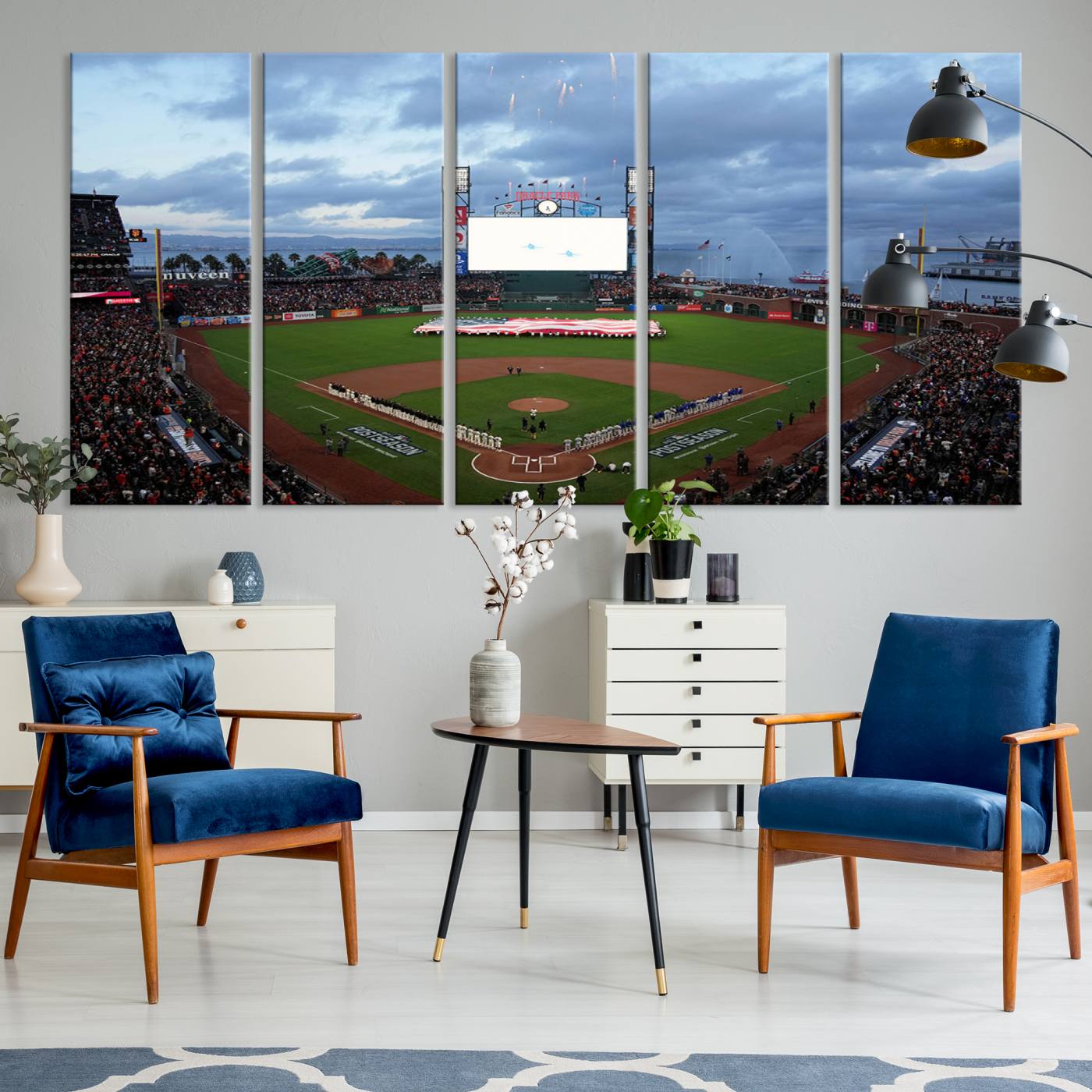 44631-MGV-CV-36X24-Oracle Park San Francisco Giants Wall Art | Oracle Park Stadium Canvas Print| Large Framed Baseball Wall Decor