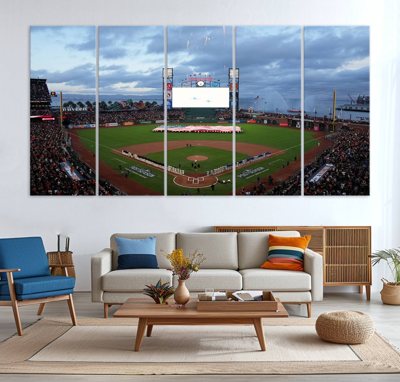 44631-MGV-CV-36X24-Oracle Park San Francisco Giants Wall Art | Oracle Park Stadium Canvas Print| Large Framed Baseball Wall Decor
