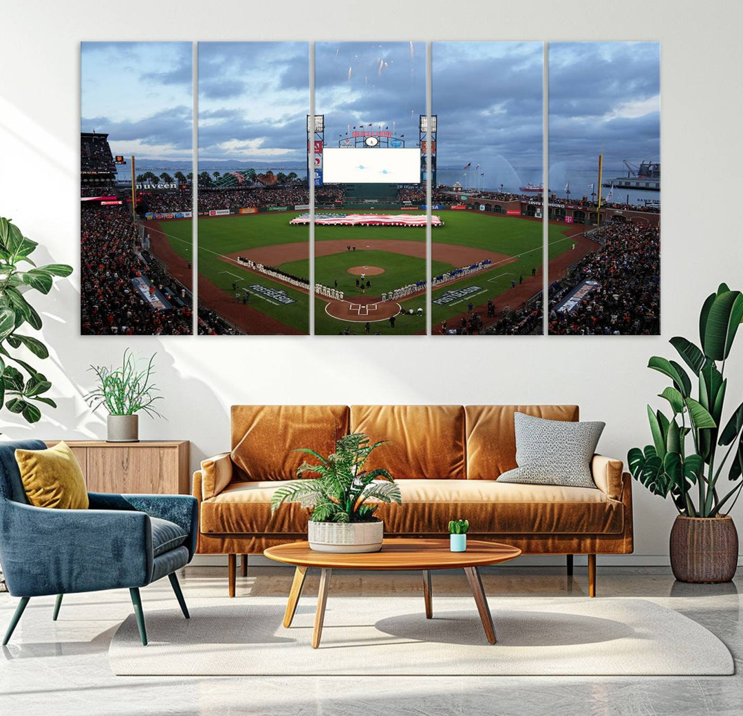 44631-MGV-CV-36X24-Oracle Park San Francisco Giants Wall Art | Oracle Park Stadium Canvas Print| Large Framed Baseball Wall Decor