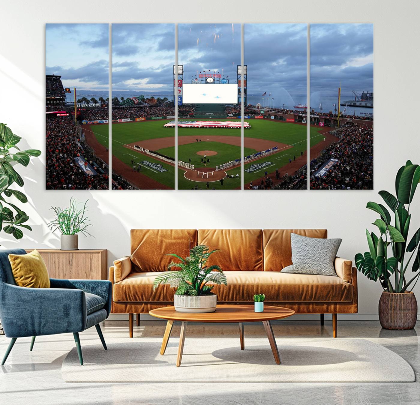 44631-MGV-CV-36X24-Oracle Park San Francisco Giants Wall Art | Oracle Park Stadium Canvas Print| Large Framed Baseball Wall Decor