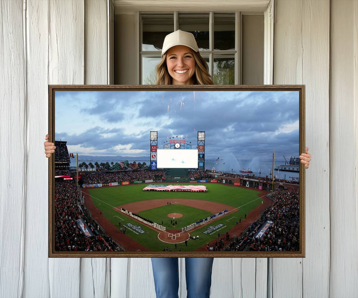 44631-MGV-CV-36X24-Oracle Park San Francisco Giants Wall Art | Oracle Park Stadium Canvas Print| Large Framed Baseball Wall Decor