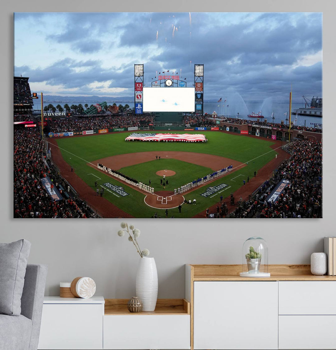 Oracle Park San Francisco Giants Wall Art | Oracle Park Stadium Canvas Print| Large Framed Baseball Wall Decor