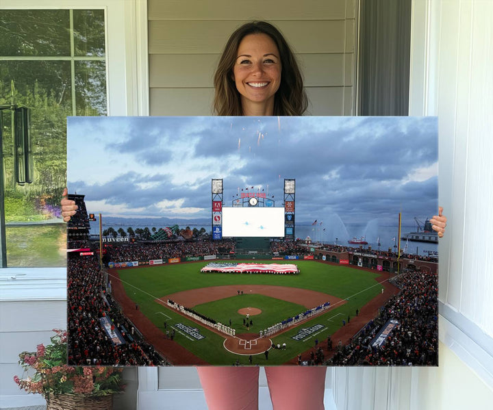 Oracle Park San Francisco Giants Wall Art | Oracle Park Stadium Canvas Print| Large Framed Baseball Wall Decor