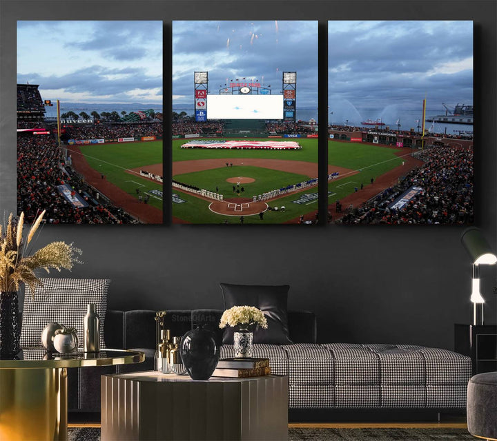 Oracle Park San Francisco Giants Wall Art | Oracle Park Stadium Canvas Print| Large Framed Baseball Wall Decor