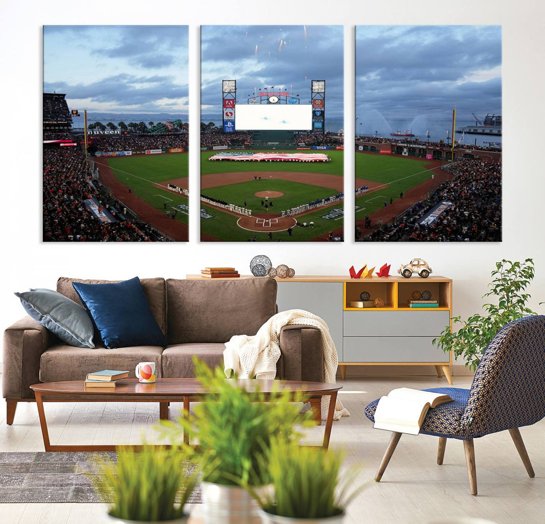 Oracle Park San Francisco Giants Wall Art | Oracle Park Stadium Canvas Print| Large Framed Baseball Wall Decor
