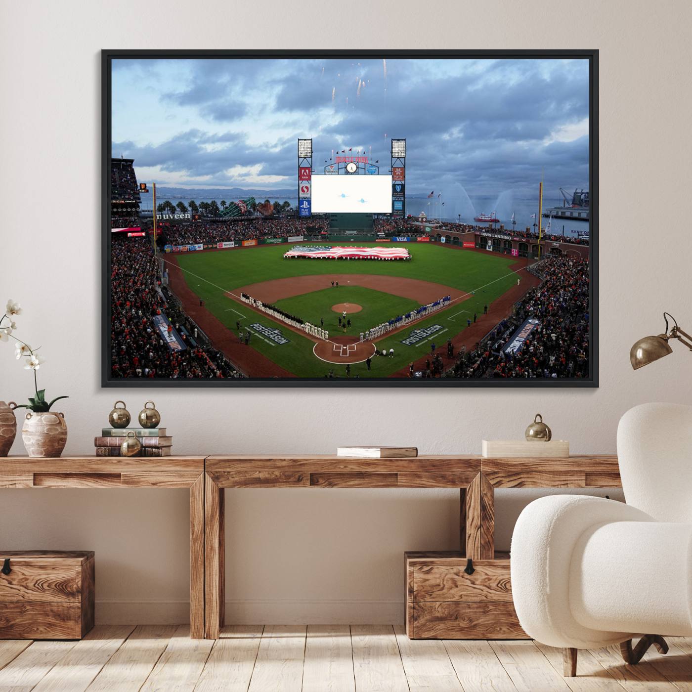44631-MGV-FC-36X24_Black-Oracle Park San Francisco Giants Wall Art | Oracle Park Stadium Canvas Print| Large Framed Baseball Wall Decor