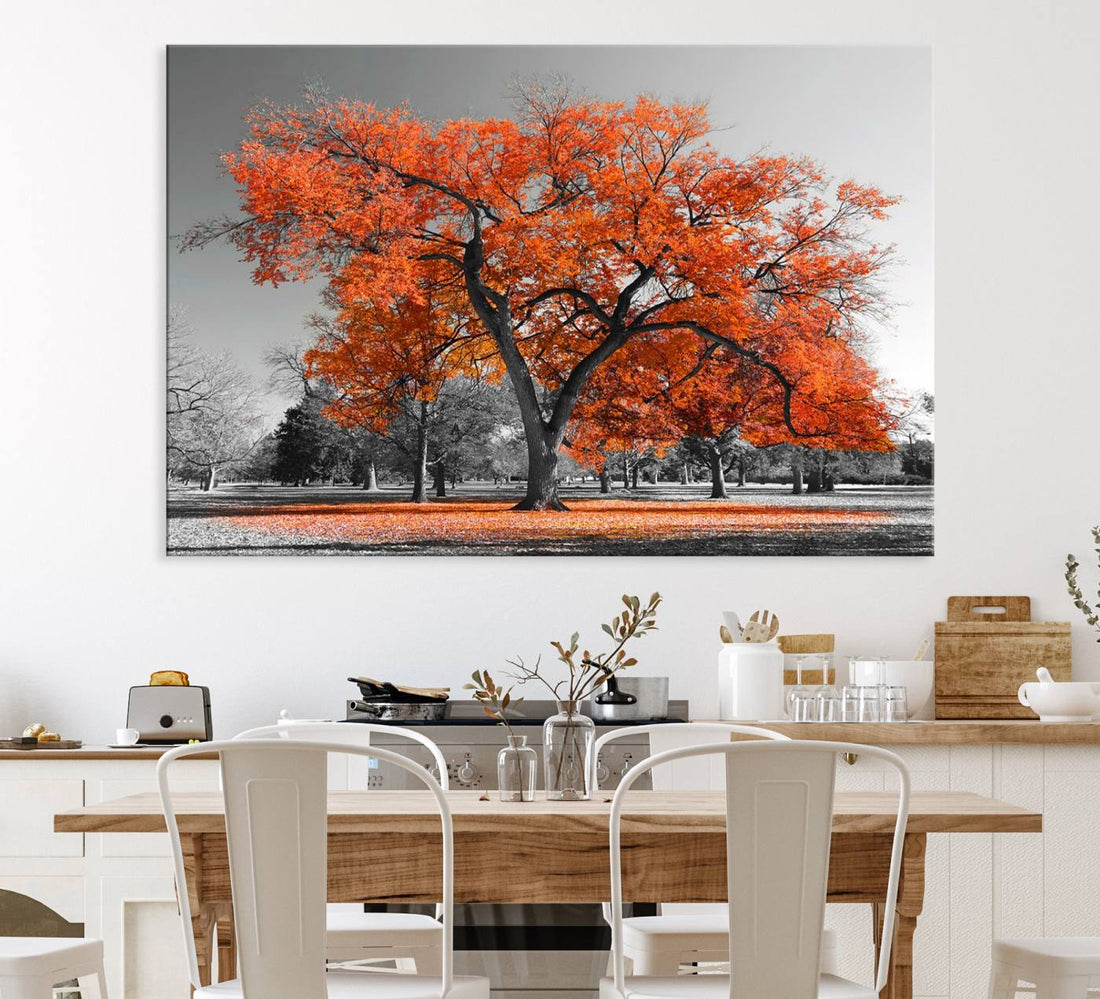 Orange Autumn Tree Wall Art Canvas Print | Vibrant Fall Foliage Art