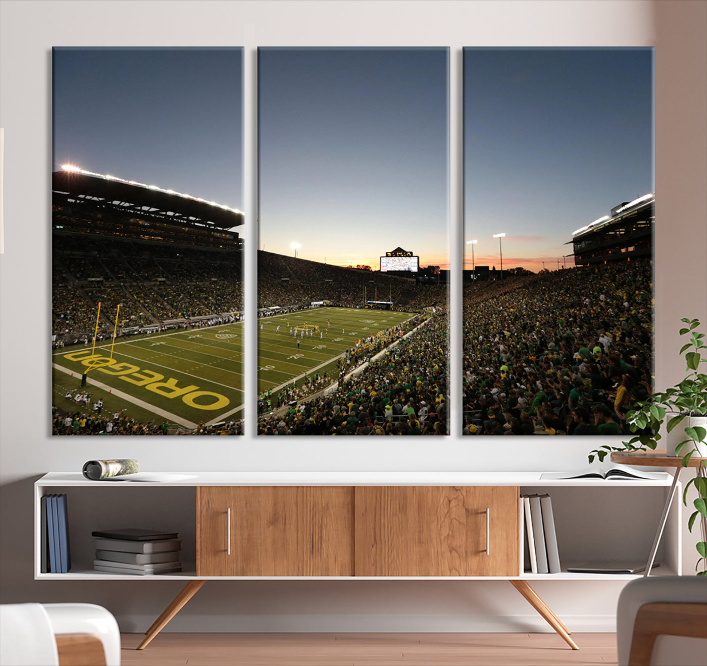 Oregon Ducks Football Team Print - Eugene Autzen Stadium Wall Art Canvas Print