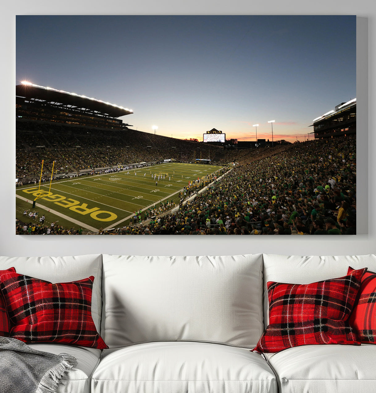 Oregon Ducks Football Team Print - Eugene Autzen Stadium Wall Art Canvas Print