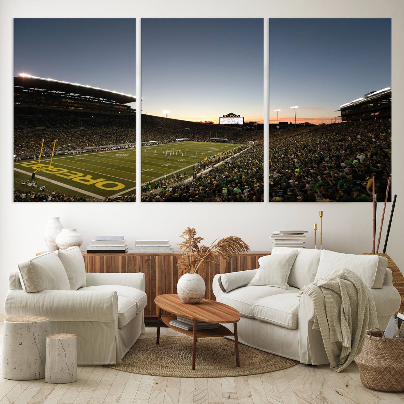 Oregon Ducks Football Team Print - Eugene Autzen Stadium Wall Art Canvas Print