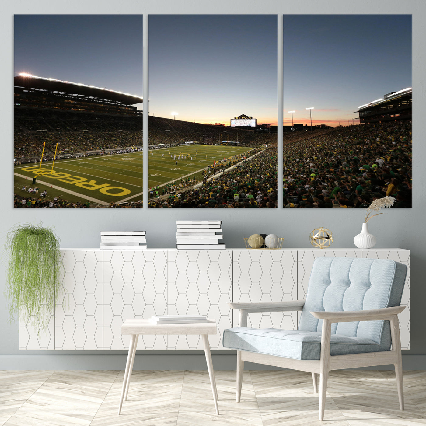 Oregon Ducks Football Team Print - Eugene Autzen Stadium Wall Art Canvas Print