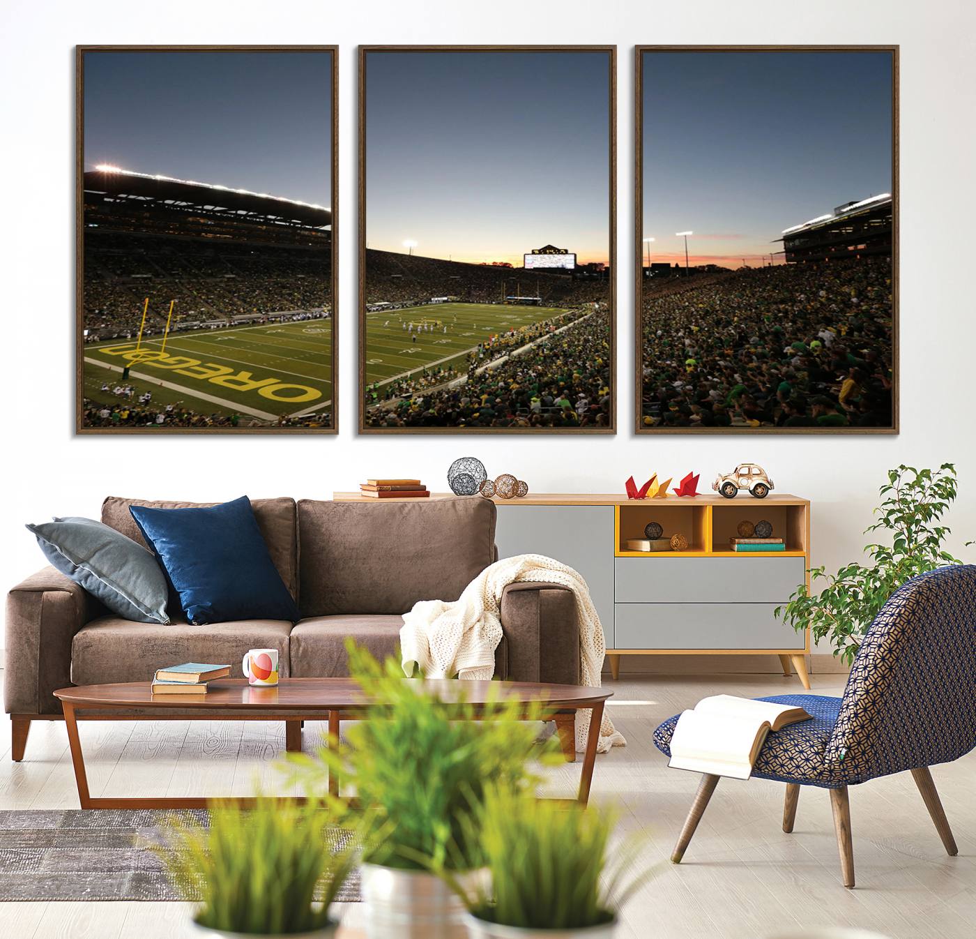 21429-MGV-CV-36X24-Oregon Ducks Football Team Print - Eugene Autzen Stadium Wall Art Canvas Print