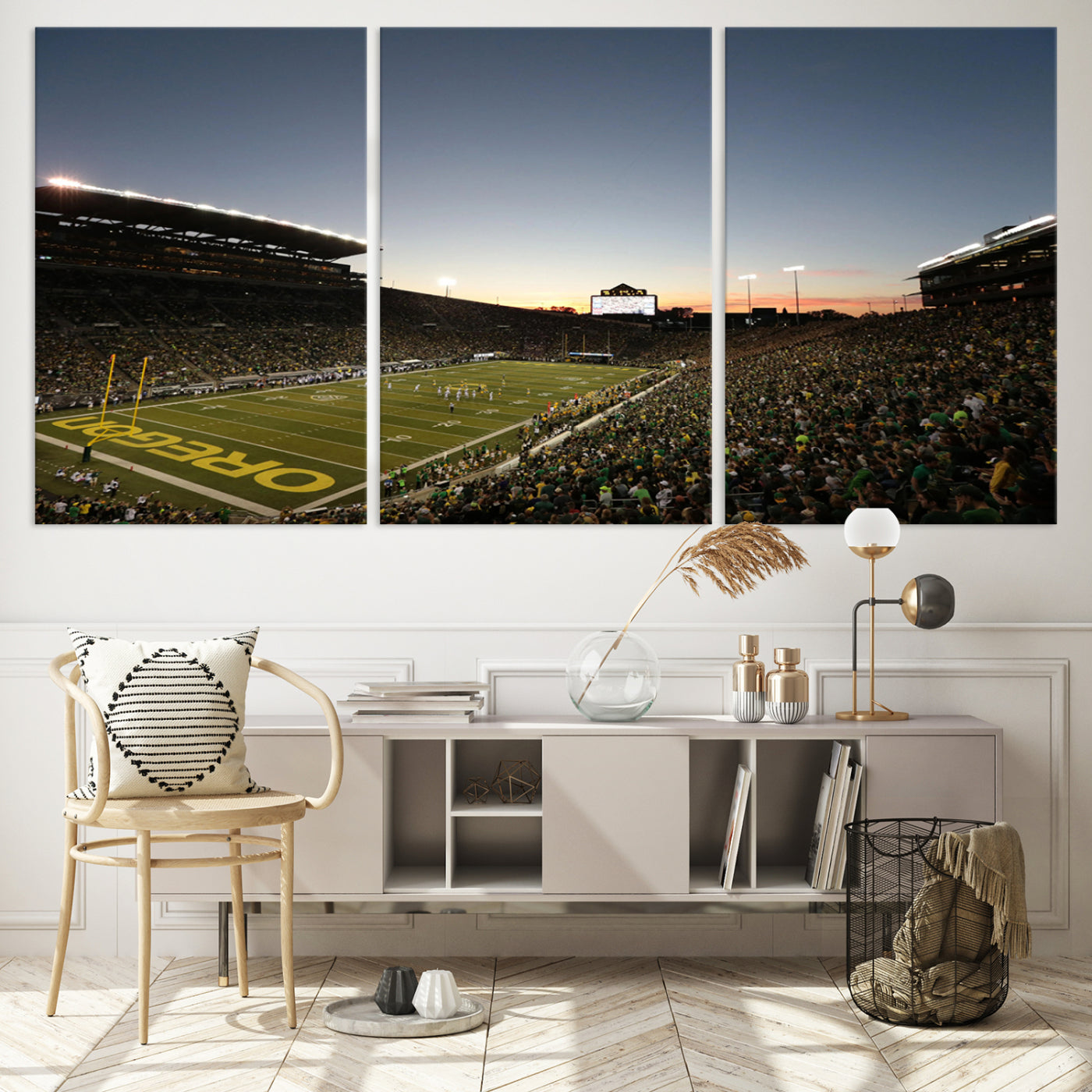 Oregon Ducks Football Team Print - Eugene Autzen Stadium Wall Art Canvas Print