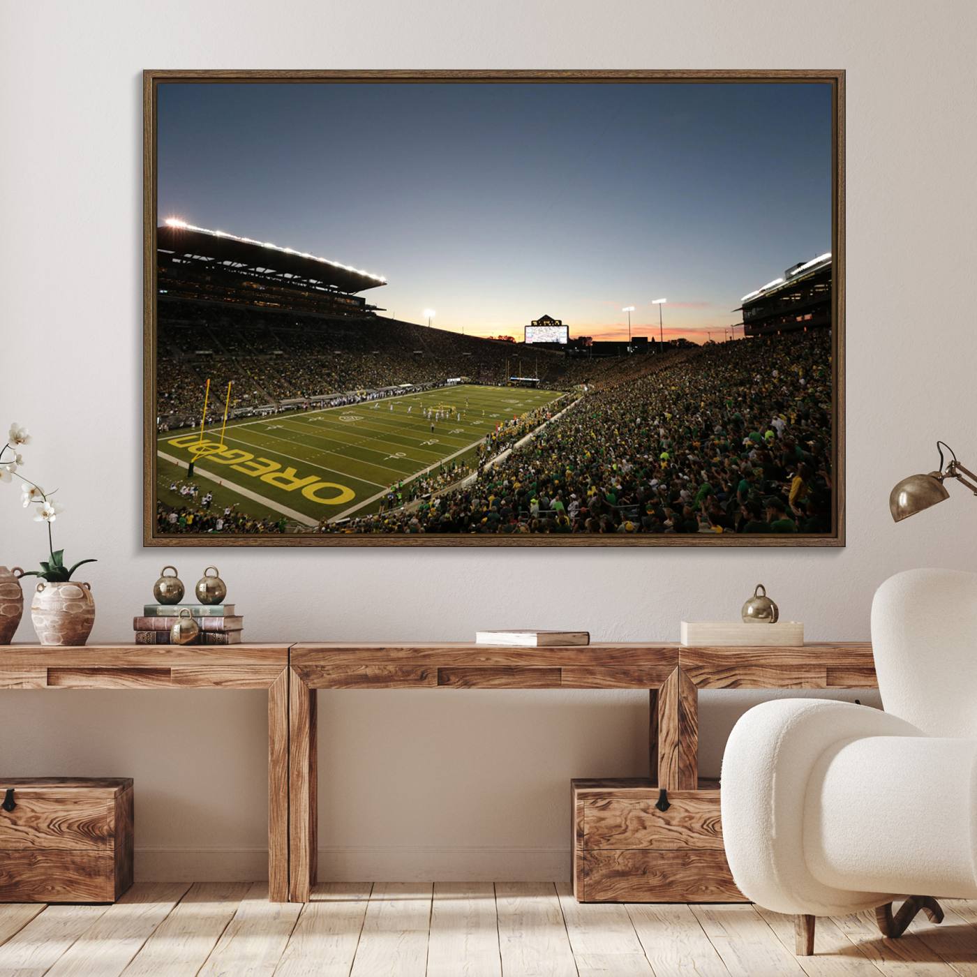 21429-MGV-FC-36X24_Walnut-Oregon Ducks Football Team Print - Eugene Autzen Stadium Wall Art Canvas Print