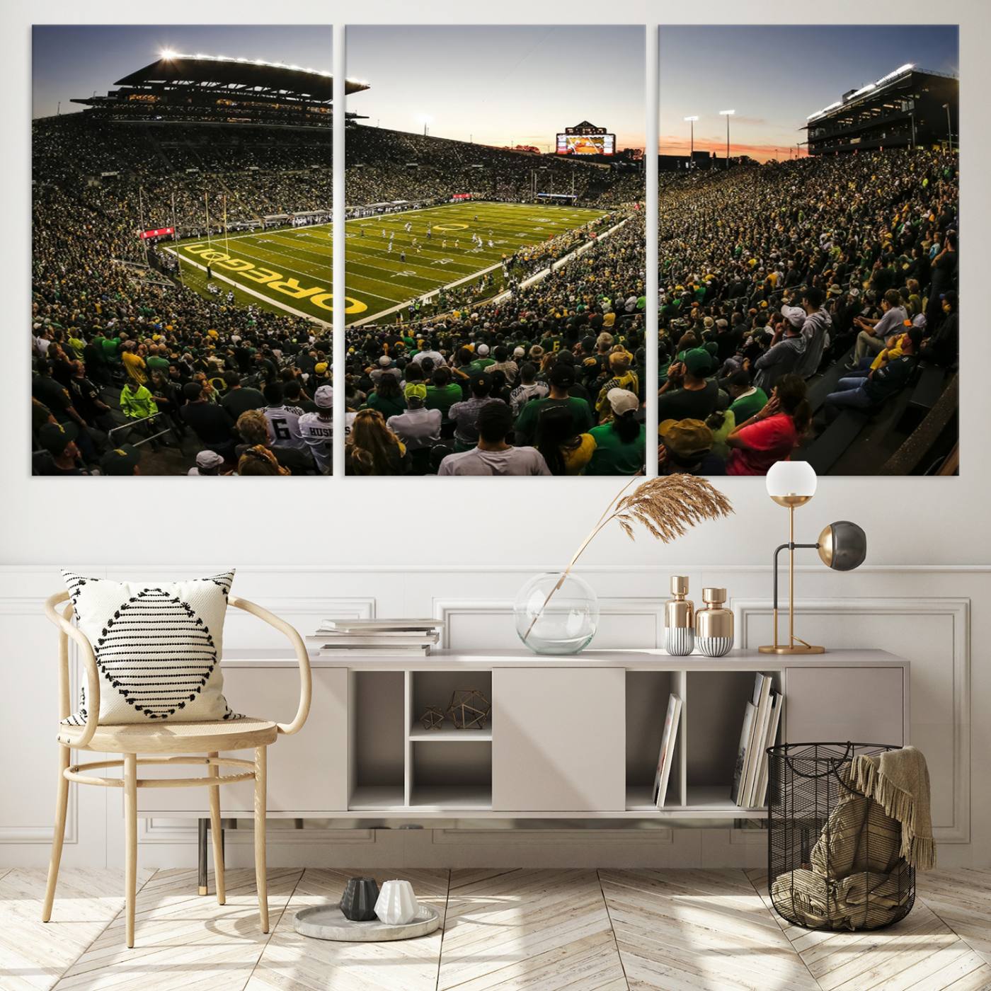 Oregon Stadium Canvas Wall Art - Captivating Game Day Scene at Autzen Stadium, Oregon Ducks Football Art, Perfect for Sports Fans