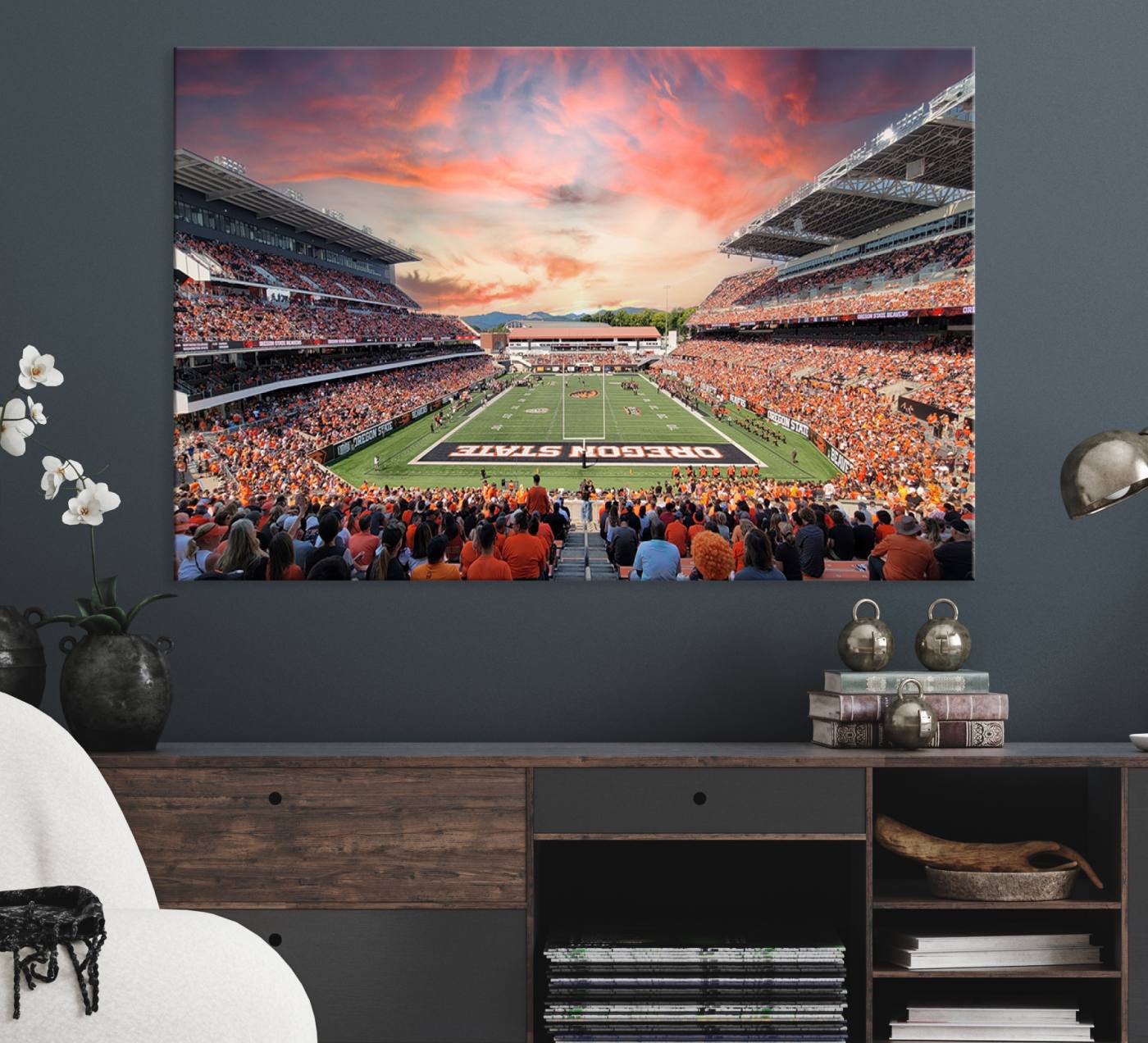 54167-MGV-CV-36X24-Oregon State Beavers Football Team Print - Corvallis Reser Stadium Wall Art Canvas Print