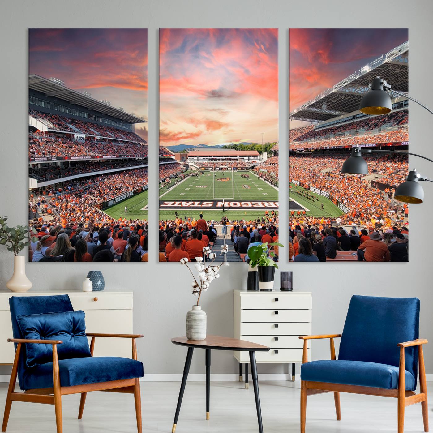 54167-MGV-CV-36X24-Oregon State Beavers Football Team Print - Corvallis Reser Stadium Wall Art Canvas Print