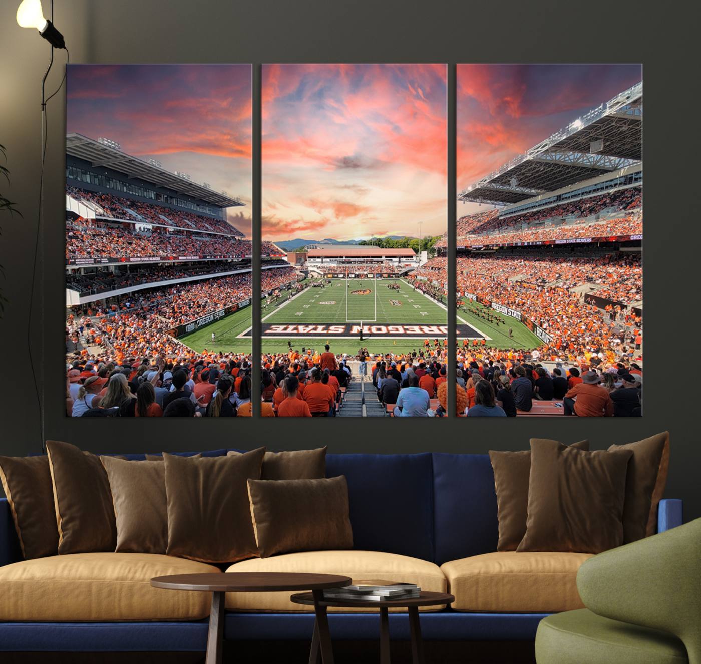 54167-MGV-CV-36X24-Oregon State Beavers Football Team Print - Corvallis Reser Stadium Wall Art Canvas Print