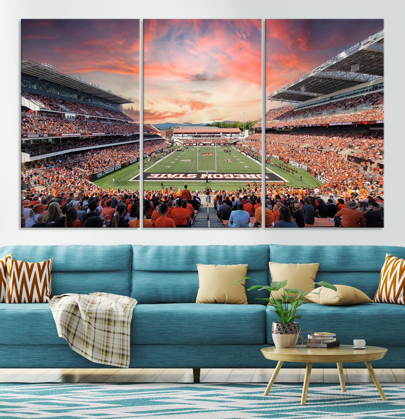 54167-MGV-CV-36X24-Oregon State Beavers Football Team Print - Corvallis Reser Stadium Wall Art Canvas Print