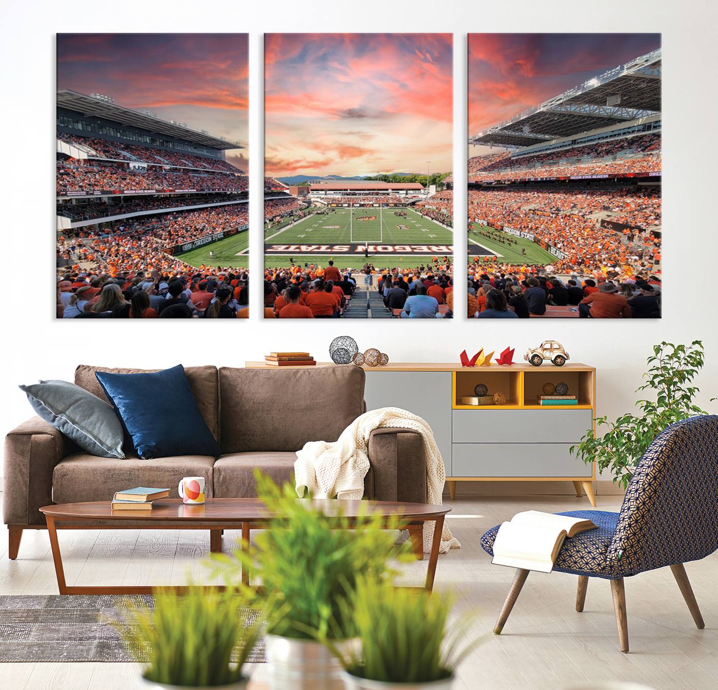 54167-MGV-CV-36X24-Oregon State Beavers Football Team Print - Corvallis Reser Stadium Wall Art Canvas Print