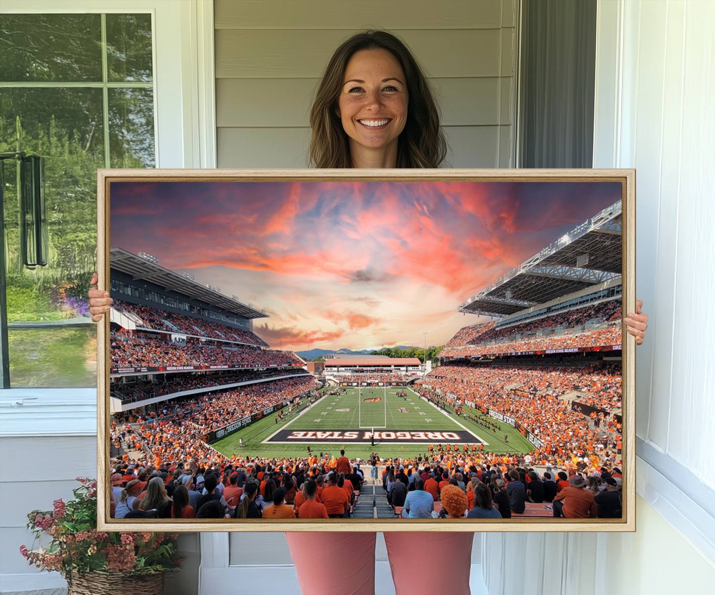54167-MGV-CV-36X24-Oregon State Beavers Football Team Print - Corvallis Reser Stadium Wall Art Canvas Print
