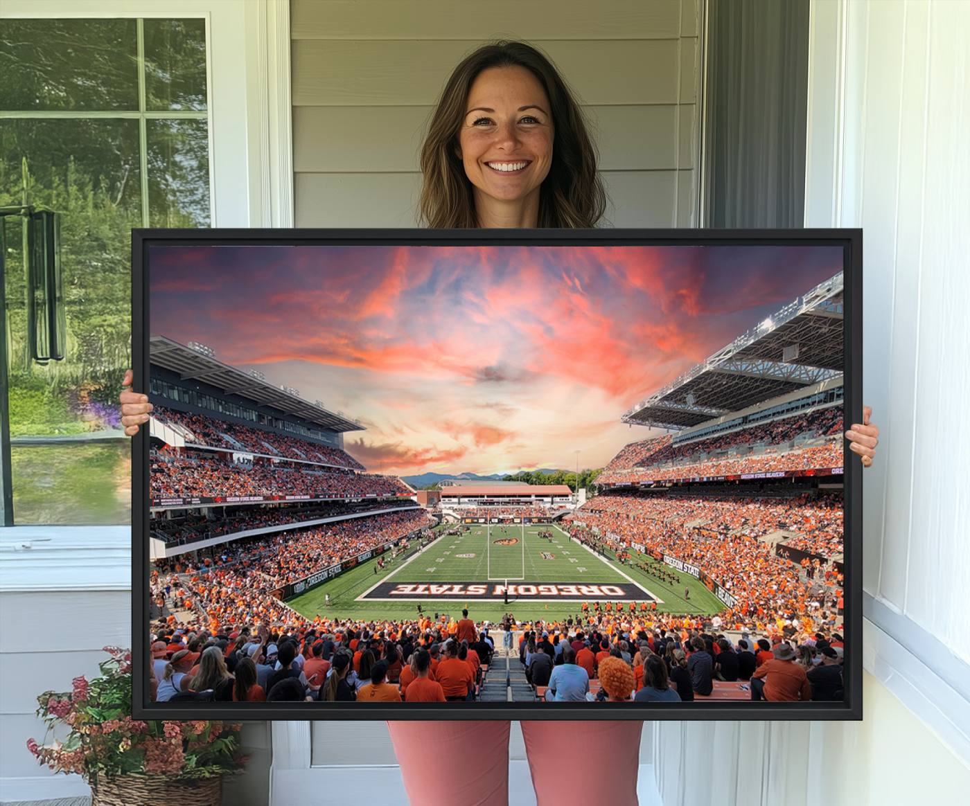 54167-MGV-CV-36X24-Oregon State Beavers Football Team Print - Corvallis Reser Stadium Wall Art Canvas Print
