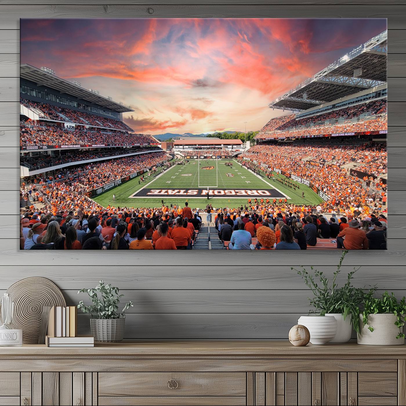 54167-MGV-CV-36X24-Oregon State Beavers Football Team Print - Corvallis Reser Stadium Wall Art Canvas Print