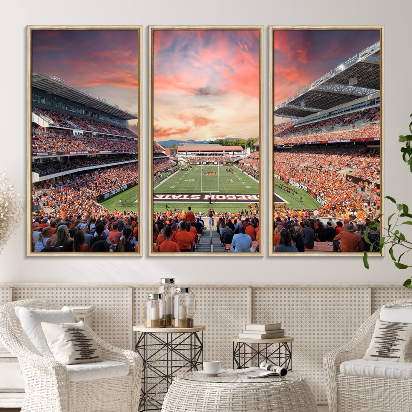 54167-MGV-CV-36X24-Oregon State Beavers Football Team Print - Corvallis Reser Stadium Wall Art Canvas Print