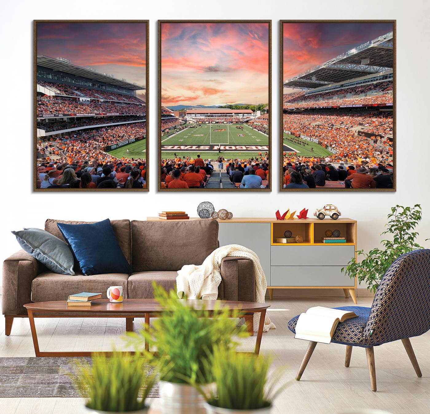 54167-MGV-CV-36X24-Oregon State Beavers Football Team Print - Corvallis Reser Stadium Wall Art Canvas Print