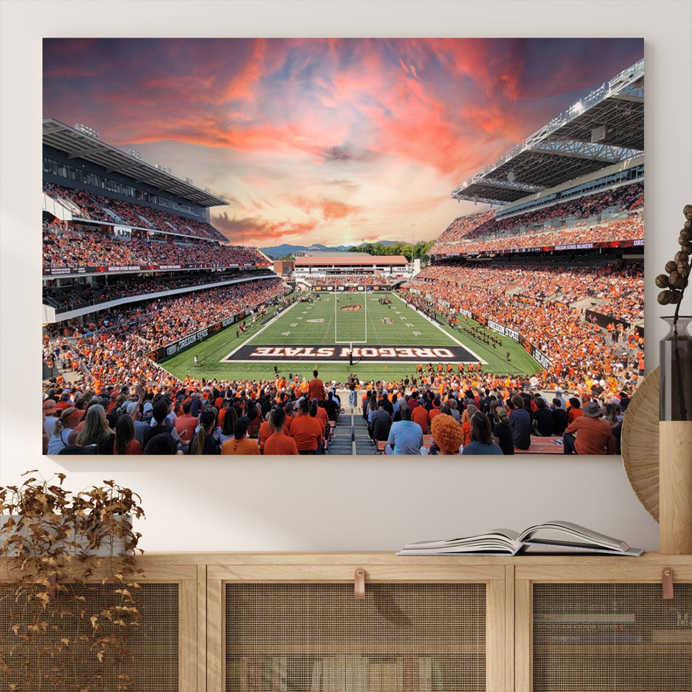 54167-MGV-CV-36X24-Oregon State Beavers Football Team Print - Corvallis Reser Stadium Wall Art Canvas Print