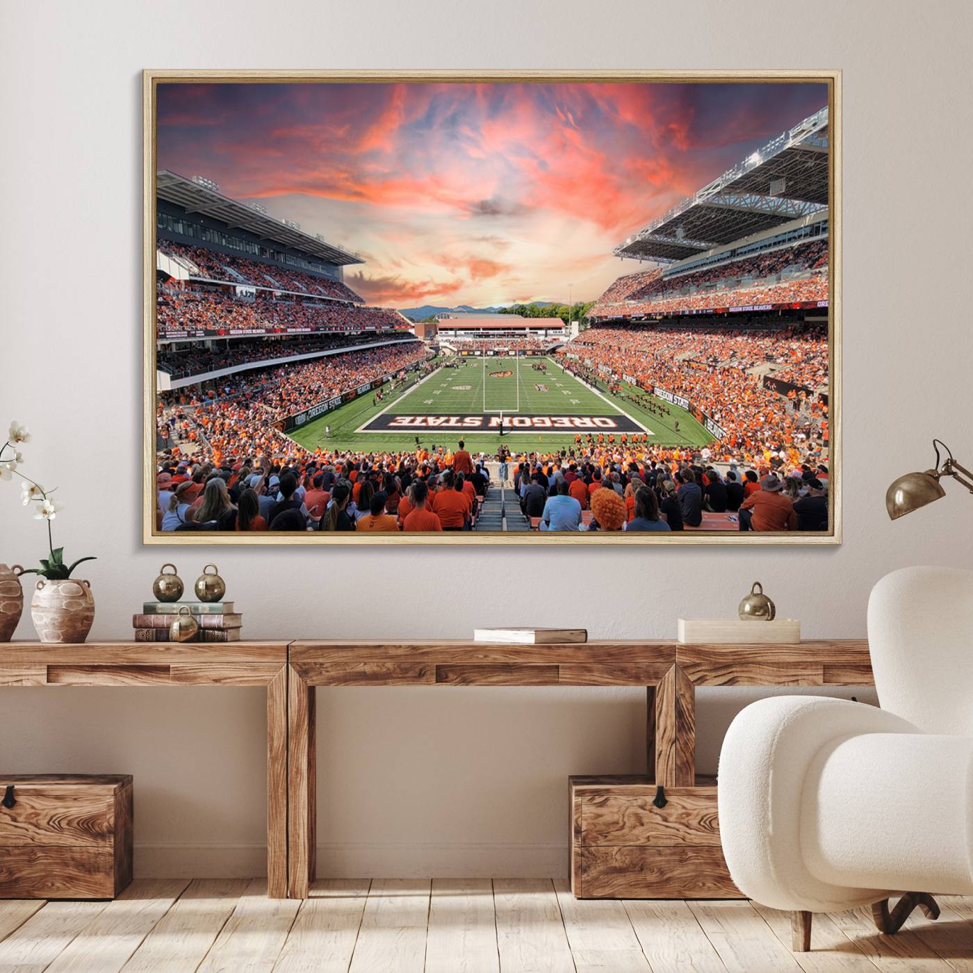 54167-MGV-FC-36X24_Natural-Oregon State Beavers Football Team Print - Corvallis Reser Stadium Wall Art Canvas Print