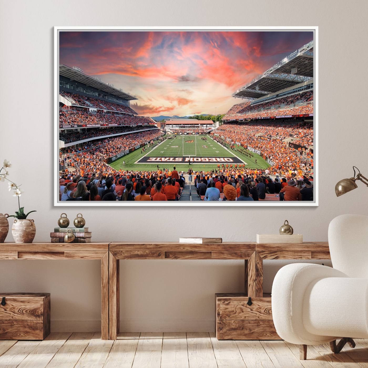 54167-MGV-FC-36X24_White-Oregon State Beavers Football Team Print - Corvallis Reser Stadium Wall Art Canvas Print