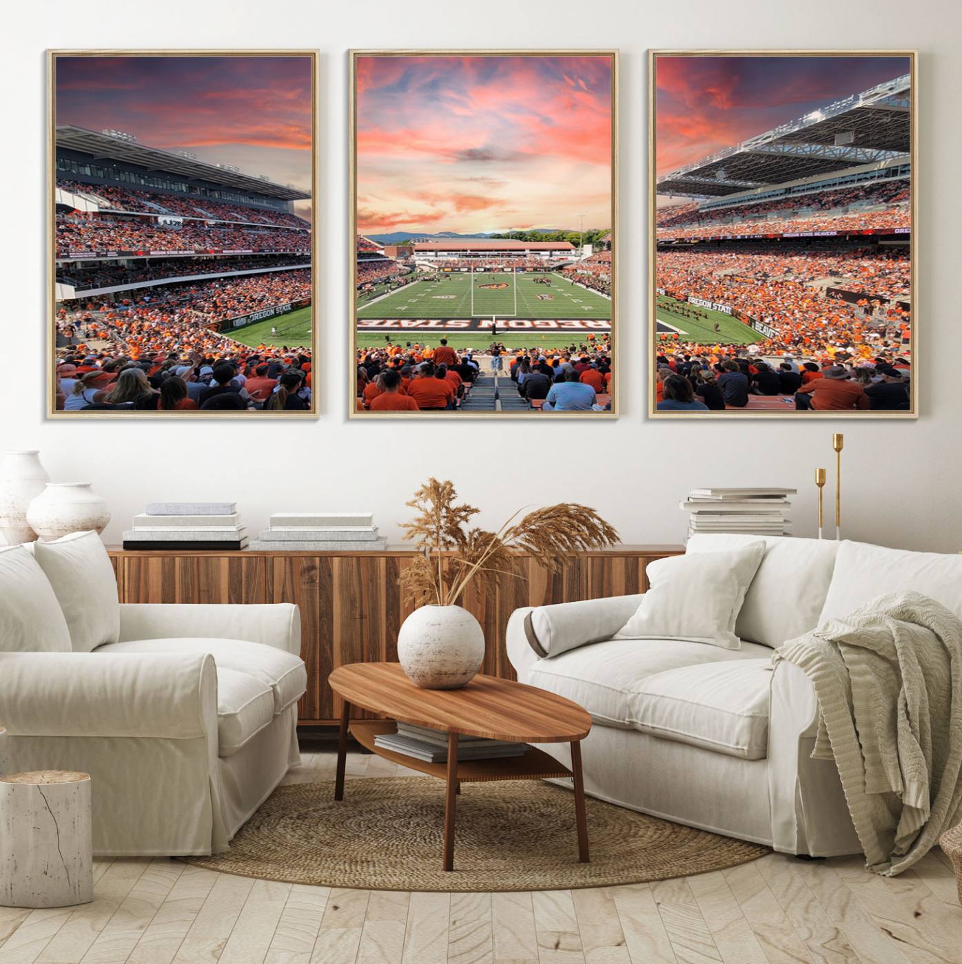 54167-MGV-FC-60X30-3P_Natural-Oregon State Beavers Football Team Print - Corvallis Reser Stadium Wall Art Canvas Print