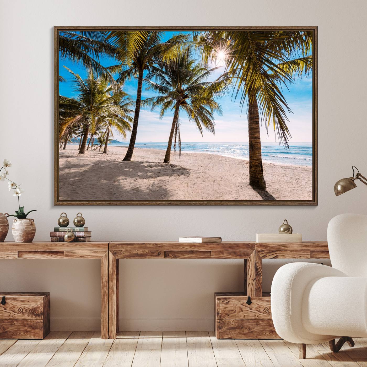 98175-MGV-FC-36X24_Walnut-Palm Beach Tropical Island Wall Art Canvas Print
