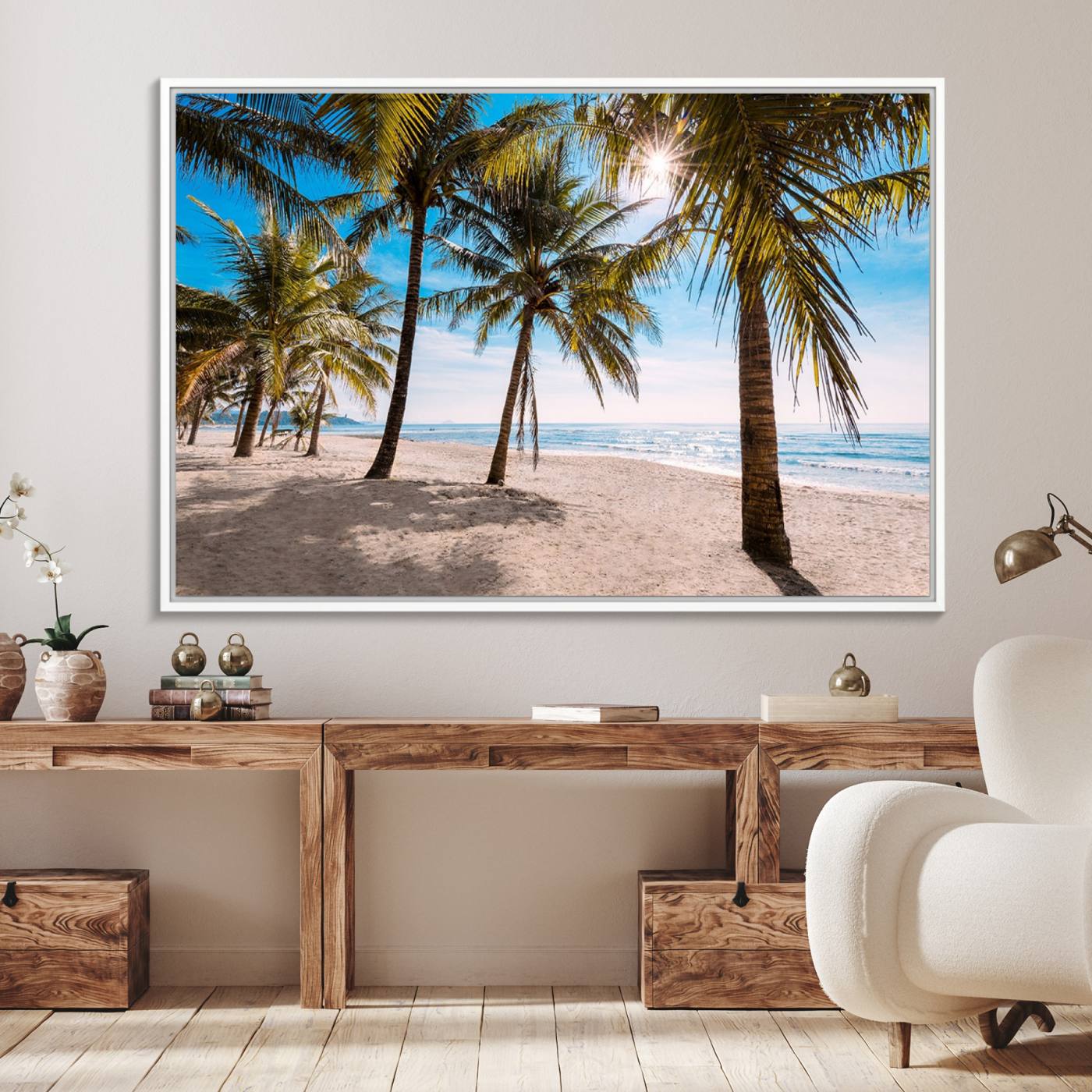 98175-MGV-FC-36X24_White-Palm Beach Tropical Island Wall Art Canvas Print