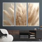 50300-MGV-FC-48X32-3P_White-Pampas Grass Canvas Wall Art - Elegant Neutral Decor for Living Room, Boho Minimalist Artwork, Ready to Hang