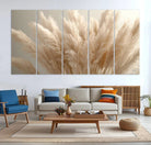 Pampas Grass Canvas Wall Art - Elegant Neutral Decor for Living Room, Boho Minimalist Artwork, Ready to Hang