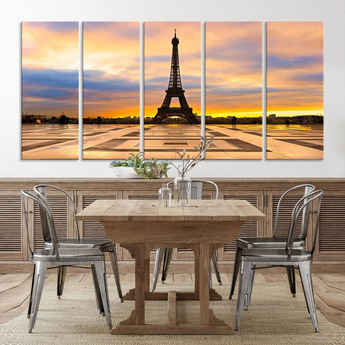 55965-MGV-CV-36X24-Paris Eiffel Tower Sunset Canvas Wall Art Print - Iconic Landmark Decor with Vibrant Colors