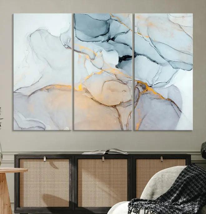 Pastel Marble Fluid Effect Wall Art Abstract Canvas Wall Art Print 