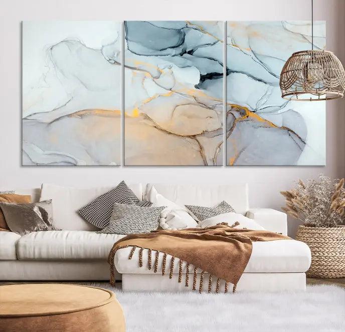 Pastel Marble Fluid Effect Wall Art Abstract Canvas Wall Art Print 