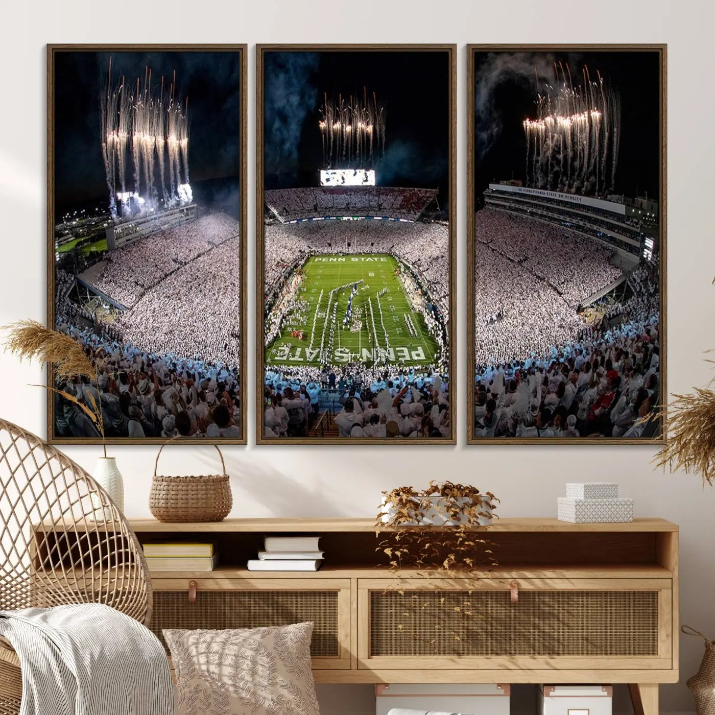 11391-MGV-FC-48X32-3P_Walnut-Penn Stadium Football Wall Art Canvas Print, Pennsylvania University Football Stadium