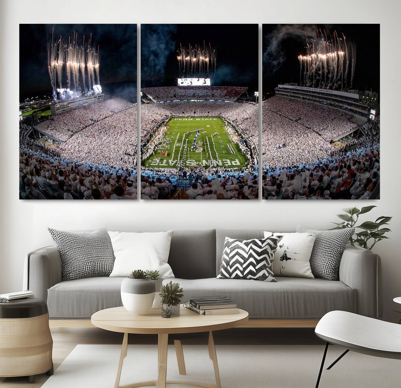 11391-MGV-CV-36X24-Penn State Football Wall Art Canvas Print – Framed Stadium Game Day Sports Team Spirit Artwork for Home, Office