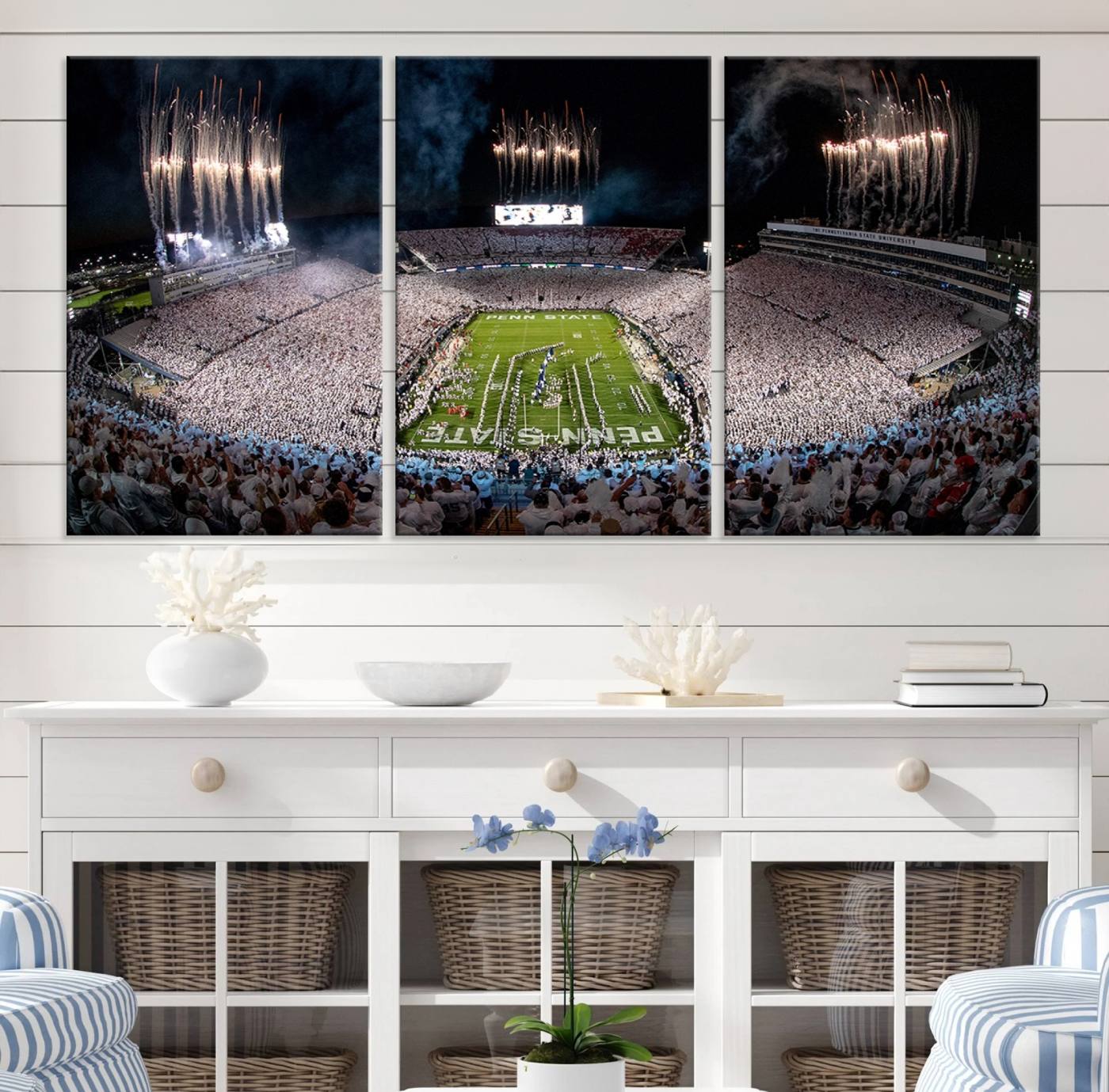 11391-MGV-CV-36X24-Penn State Football Wall Art Canvas Print – Framed Stadium Game Day Sports Team Spirit Artwork for Home, Office