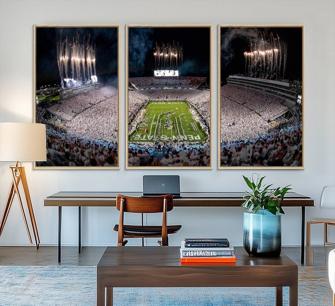 11391-MGV-FC-48X32-3P_Natural-Penn State Football Wall Art - Canvas Stadium Print
