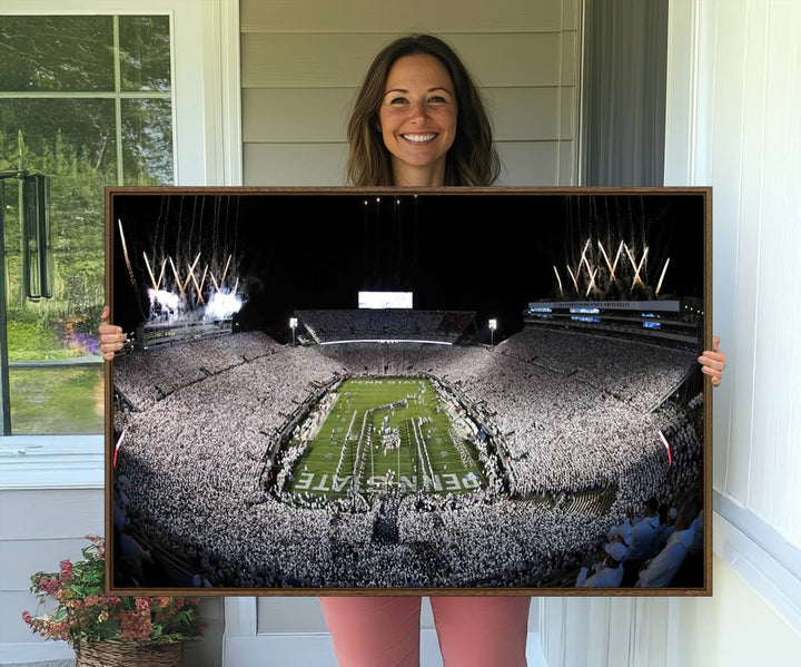 Penn State Nittany Lions Canvas Wall Art, Football Team Print - University Park Beaver Stadium Wall Art Canvas Print
